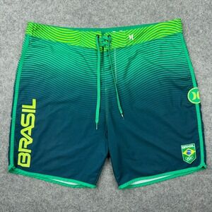 Hurley Board Shorts Mens 38 Green Brasil Phantom Olympic Swim Trunks Surf Beach